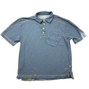 Crocs Polo Shirt Men's Medium Blue Short Sleeve Casual Cotton Outdoor Pocket Top